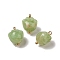 Acrylic Pendants, Imitation Gemstone, with Brass Loops, Footprint, Yellow Green, 16x13x11mm, Hole: 1.6mm