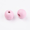 Natural Wood Beads, Dyed, Round, Pink, 8x7mm, Hole: 2~3mm, about 2770pcs/500g