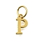 925 Sterling Silver Pendants, Real 18K Gold Plated, Letter, Letter P, 10x6x1mm, Hole: 4mm