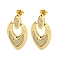 Rack Plating Brass Micro Pave Clear Cubic Zirconia Heart Stud Dangle Earrings for Women, Long-Lasting Plated, Cadmium Free & Lead Free, Real 18K Gold Plated, 35x17mm