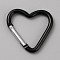 Aluminum Locking Carabiner Clasps, Keychain Clasps, Heart, Black, 42x44x4.5mm