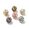 Round with Evil Eye Brass Enamel Pendants, with Jump Rings, Cadmium Free & Nickel Free & Lead Free, Real 18K Gold Plated, Mixed Color, 19mm, Hole: 3.4mm