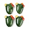 Handmade Porcelain Beads, Cactus, Dark Green, 29.5~30x24~25x8.5~10mm, Hole: 2mm