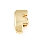 Brass Beads, Long-Lasting Plated, Rack Plating, Lead Free & Cadmium Free, Real 18K Gold Plated, Letter F, 14x8x5mm, Hole: 11x3mm