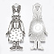 Tibetan Style Alloy Bunny Pendant Enamel Settings, Cadmium Free & Lead Free,, Rabbit with Dress, Antique Silver, 50x19.5x1.5mm, Hole: 2.5mm, about 260pcs/1000g