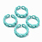 Spray Painted Alloy Cuff Rings, Open Rings, Cadmium Free & Lead Free, Curb Chain Shape, Turquoise, US Size 7 1/4(17.5mm)