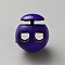 Pom Cord Locks, Double Hole Drawstring Stopper Fastener Buttons, Round, Indigo, 20.5~21x18mm, Hole: 6x5.5mm