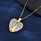 304 Stainless Steel Polymer Clay Rhinestones Wing Openable Pendant Necklaces for Women, Ion Plating(IP), Crystal, Golden, 17.95 inch(45.6cm)