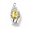 Two Tone Alloy Pendants, Cadmium Free & Lead Free, Hand with Buddha Head Charm, Platinum & Golden, 37x16x9mm, Hole: 3mm