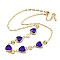 Faceted Heart Glass Beads Bib Necklaces, Brass Chain Neckalces, Golden, 15.83 inch(40.2cm)