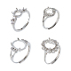 4 шт. 4 стиля овальных латунных стразовых регулируемых колец&nbsp;KK-HS0015-90-1