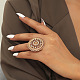 Кольца из цинкового сплава с выемками в виде цветка в винтажном этническом стиле со стразами PS7884-2-2