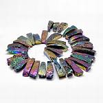 Гальванические нити шарик натуральный и окрашенный агат, самородки, красочный, 23~57x12~18x9~16 мм, отверстие : 2 мм, около 32~34 шт / нитка