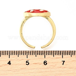 Латунные эмалевые манжеты открытые кольца для женщин RJEW-F184-10A-G