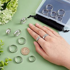 14 шт. 7 размер 201 нержавеющая сталь простое кольцо для мужчин и женщин&nbsp;RJEW-DC0001-06B