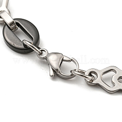 Двухцветный браслет из нержавеющей стали 201 с овальными и ромбовидными звеньями&nbsp;BJEW-B078-19BP