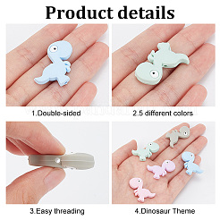 20 шт. 5-х цветные бусины из пищевого экологически чистого силикона в виде динозавра&nbsp;SIL-DR0001-02