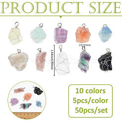 50шт 10 цвета подвески из натуральных драгоценных камней&nbsp;PALLOY-FH00141