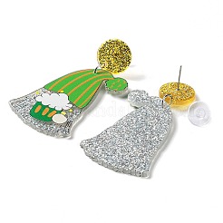 Серьги-гвоздики из сверкающего акрила ко Дню святого Патрика&nbsp;EJEW-P243-A04