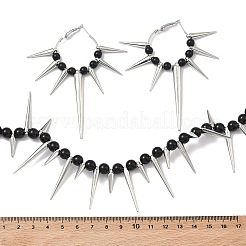 Комплект из колье-чокера с шипами в стиле панк и сережек-колец из сплава&nbsp;SJEW-C008-02P