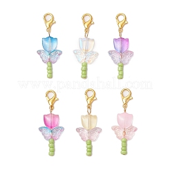 Застежки-лобстеры из цинкового сплава с прозрачными стеклянными бусинами&nbsp;HJEW-JM03034