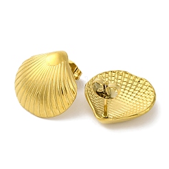 Серьги-гвоздики в форме ракушки из нержавеющей стали 304 с ионным покрытием (IP)&nbsp;EJEW-D281-05G