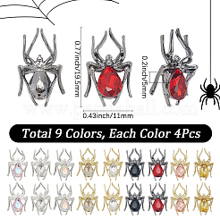 36 шт. 9-х цветные кабошоны из сплава со стразами&nbsp;FIND-SP0004-45