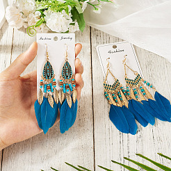 2 пара серег-перьев 2 стилей&nbsp;EJEW-TA0001-48A