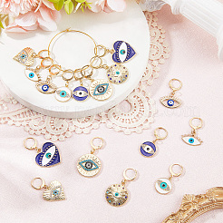 16 шт. 8 стиля эмалированный кулон со знаком «злой глаз» маркеры фиксирующих стежков&nbsp;HJEW-SC00179