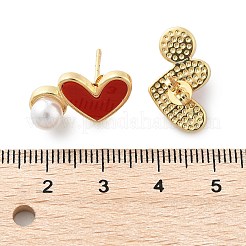 Серьги-гвоздики из латуни в форме сердца&nbsp;EJEW-C141-01G-03