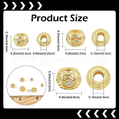 9шт 3 стиля латунь микро паве прозрачные кубические бусины из циркония&nbsp;KK-YW0004-43G