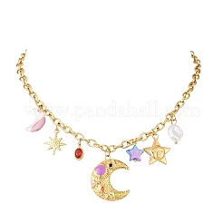 Женские ожерелья-нагрудники из нержавеющей стали 304 с пластиковыми элементами&nbsp;NJEW-K300-04G