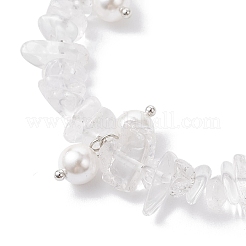 Браслеты из круглых бусин из натурального кварцевого кристалла и стеклянных ракушек&nbsp;BJEW-JB12303-01