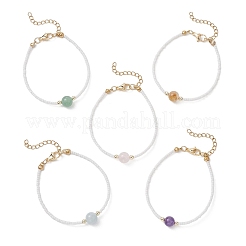 Браслеты из круглых бусин из смешанных камней&nbsp;BJEW-JB12955