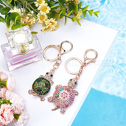 2шт 2 стиля черепаховый брелок со стразами&nbsp;KEYC-SP0001-16