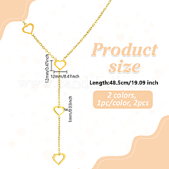 2 шт. 2 цвета 304 нержавеющая сталь цепочка в форме сердца y ожерелья для женщин&nbsp;NJEW-HY0001-21