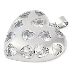 Подвески из латуни с покрытием в форме сердца и микропаве из прозрачного кубического циркония&nbsp;KK-P287-37P