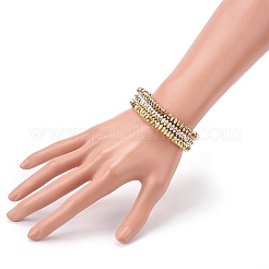 3 шт. 3 цвета гальванические немагнитные синтетические гематитовые бусины стрейч браслеты наборы&nbsp;BJEW-JB05930