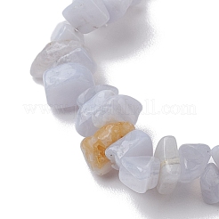 Эластичные браслеты из натурального синего кружева с агатом и бисером&nbsp;BJEW-JB10868-03