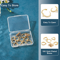 12 шт. 6 стиля латунных микропаве прозрачных кубических циркониевых сережек-колец&nbsp;KK-TA0002-86