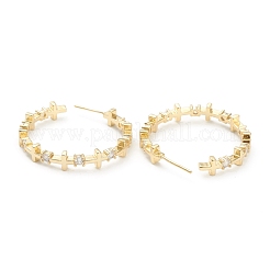 Серьги-гвоздики из латуни с микропаве и прозрачным кубическим цирконием&nbsp;ZIRC-M117-19G