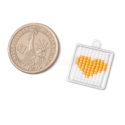 Квадратный стеклянный бисер ручной работы с подвесками в форме сердца&nbsp;PALLOY-MZ00928