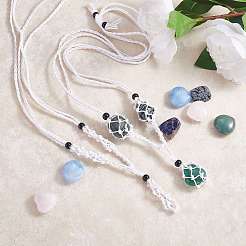 Регулируемый плетеный нейлоновый шнур и шнуры из вощеной хлопчатобумажной нити мешочек макраме изготовление ожерелья&nbsp;NJEW-SW00019-04