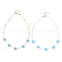 2 шт. 2-х цветные латунные и стеклянные граненые круглые звенья цепочки в виде цветка&nbsp;NJEW-JN05296