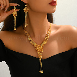 Элегантные серьги и колье из сплава с ажурными цветочными кисточками для женщин.&nbsp;IS9809