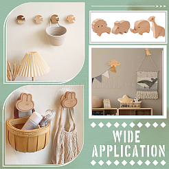4 шт. вешалка для одежды из дерева в 4 стилях с изображением животных&nbsp;AJEW-PH0007-77A