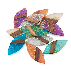 12шт 6 цвета прозрачной смолы и орехового дерева большие подвески&nbsp;WOOD-TA0002-46