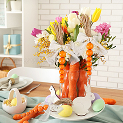 4 шт. деревянные бусины в виде моркови для украшения многоярусного подноса на пасхальный стол&nbsp;AJEW-FH0005-65A