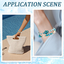 8шт. набор браслетов из синтетических бирюзовых бусин с черепахой и морской звездой&nbsp;BJEW-SC0001-47