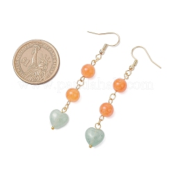 Серьги-подвески из натурального зеленого авантюрина и окрашенного натурального малайзийского нефрита&nbsp;EJEW-JE06673-01